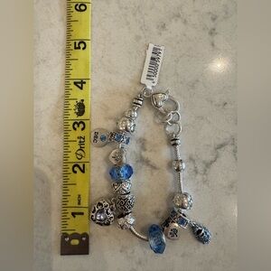 Elegant Silver and Blue Charm Bracelet